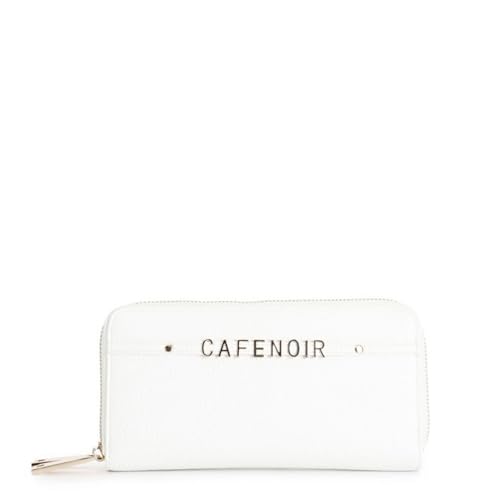 CAFèNOIR Damen Geldbörse Schwarz Doppelreißverschluss Münzfach Kartenhalter Logo Wallet Kreditkartenetui Dokumente, Weiß, grande, Casual von CAFèNOIR