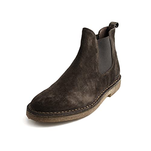 CAFèNOIR Stiefeletten für Herren, Modell Polacchini, Wildleder, Braun, Bordeauxkopf, rutschfeste Unterseite., braun, 44 EU von CAFèNOIR