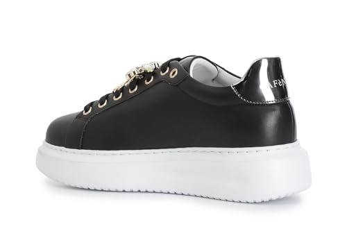 Cafè Noir C1DE1005N001390 Leder-Sneakers MIT SCHMUCK-Accessoire Nero 39 von CAFèNOIR