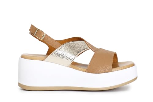 CAFèNOIR - Zweifarbige Damen-Sandalen mit Kreuzung, Goldener Keks, 38 EU CAFèNOIR - Zweifarbige Damen-Sandalen mit Kreuzung, Goldener Keks, 38 EU von CAFèNOIR