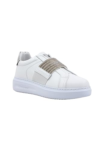 Cafè Noir C1DE1003W001370 LEDERSNEAKERS MIT ELASTISCHEM Strasse-Accessoire Bianco 37 von CAFèNOIR
