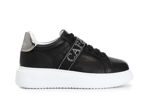 Cafè Noir C1DE1008N001380 LEDERSNEAKERS MIT Logoband Nero 38 von CAFèNOIR