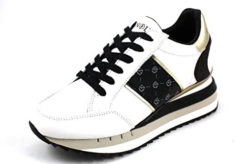 Cafè Noir C1DN1150W018380 SCHNÜR-Sneakers AUS Leder MIT Logo-Detail Bianco/Nero 38 von CAFèNOIR