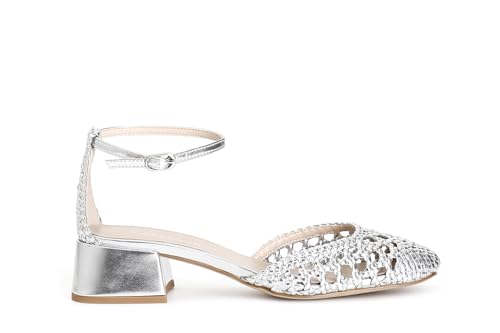 Cafè Noir C1FD9003L001360 Ballerina AUS GEFLOCHTENEM LAMINAT MIT KNÖCHELSCHNÜRUNG Argento 36 von CAFèNOIR