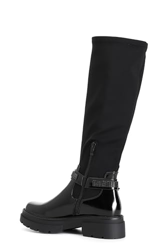 Cafè Noir C1EC9480N001360 Stiefel AUS GEBÜRSTETEM UND Stretch-Kunstleder mit Fusskettchen aus Strasssteinen Nero 36 von CAFèNOIR