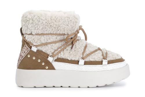 CafèNoir - Stiefeletten aus synthetischem Shearling, für Damen, Farbe Multi Camel, Multi Camel, 37 EU von CAFèNOIR