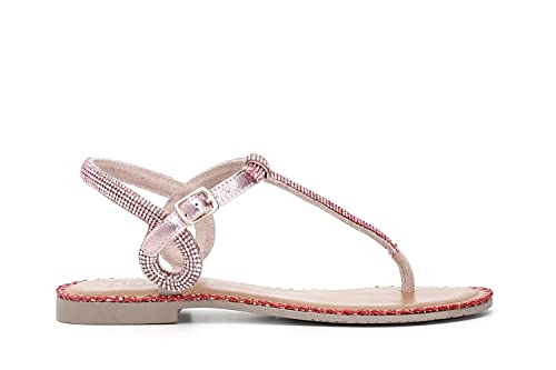 CAFèNOIR Schlangen-Sandalen mit Farbverlauf mit Mikro-Strasssteinen, Multi Fuchsia, 37 EU von CAFèNOIR