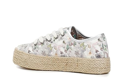 Cafè Noir C1DG9040L009380 Rope Band Sneaker IN Glitter Blumen Multi Grigio 38 von CAFèNOIR