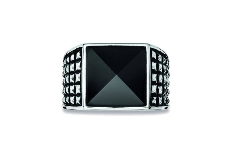 CAÏ Fingerring 925/- Sterling Silber rhodiniert poliert Onyx von CAÏ