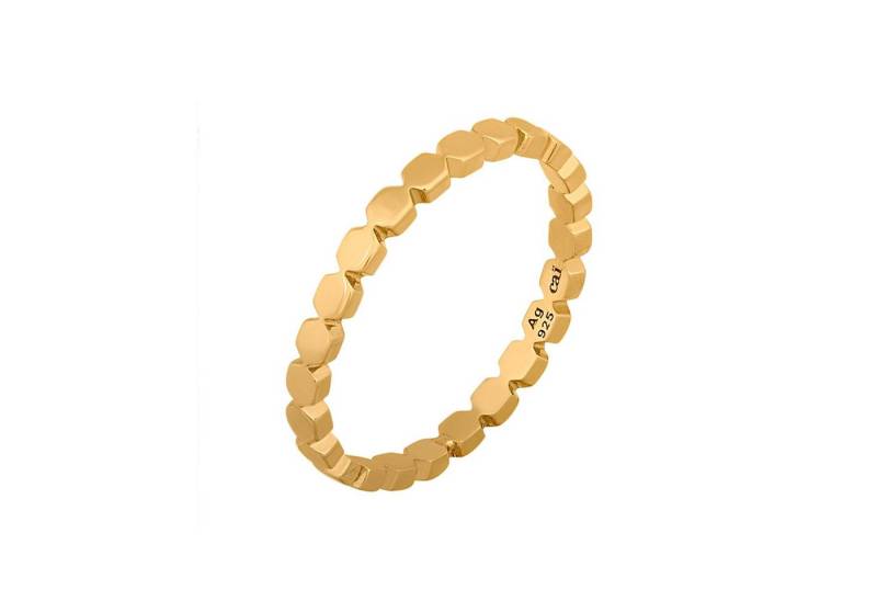 CAÏ Fingerring 925/- Sterling Silber vergoldet Hexagon Stacking von CAÏ