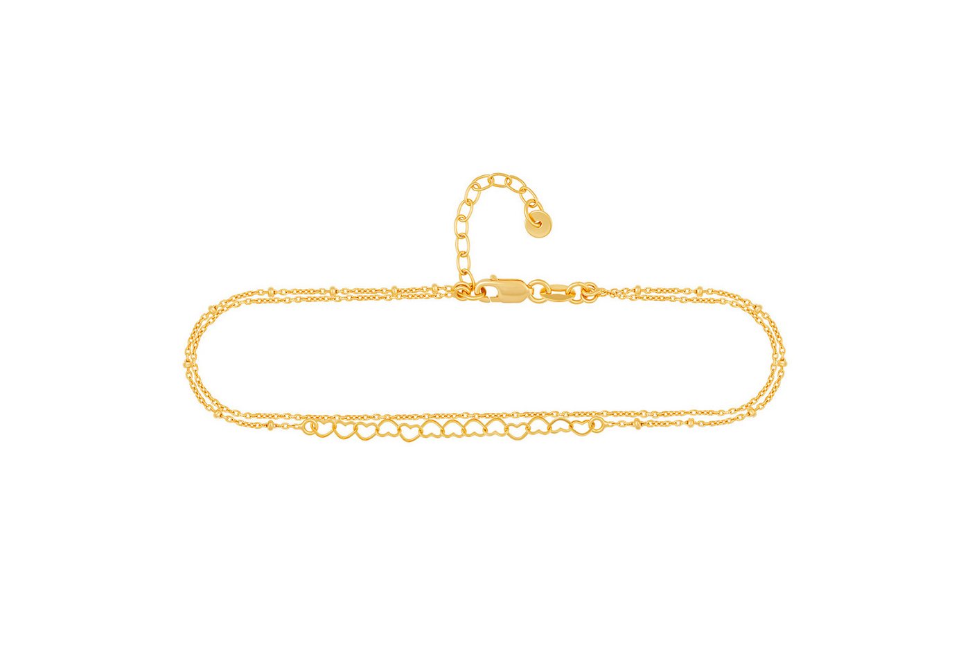 CAÏ Fußkette 925 Silber vergoldet zweireihig Herzen von CAÏ