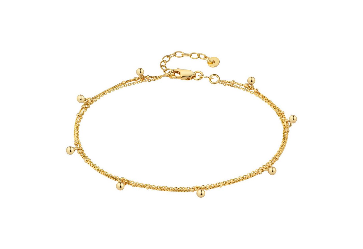 CAÏ Fußkette 925 Silber vergoldet zweireihig Kugelanhänger von CAÏ