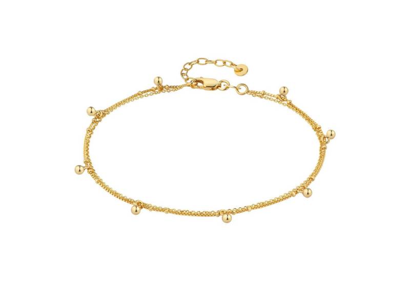 CAÏ Fußkette 925 Silber vergoldet zweireihig Kugelanhänger von CAÏ