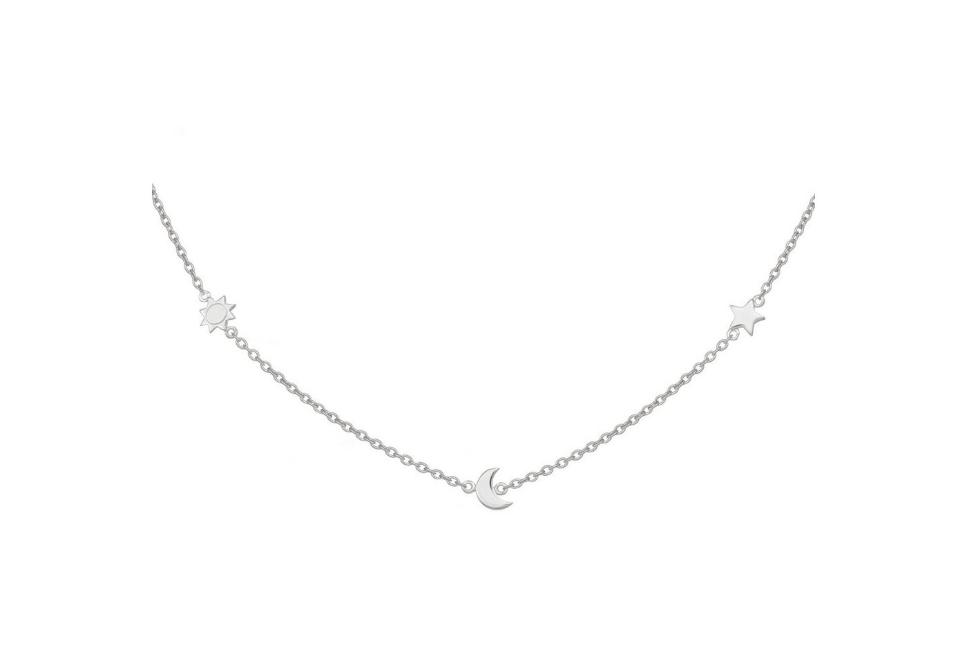 CAÏ Kette mit Anhänger 925 Sterling Silber rhodiniert Sonne - Mond - Stern von CAÏ