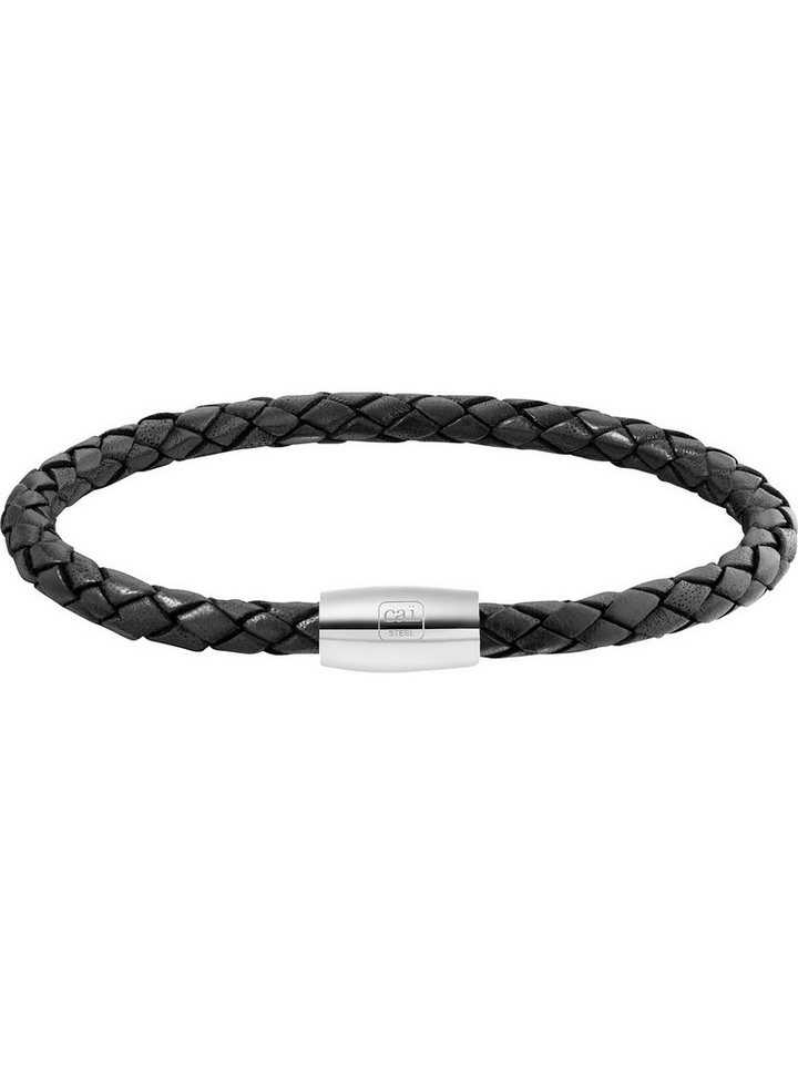 CAÏ Silberarmband Caï Herren-Armband Edelstahl, Leder von CAÏ