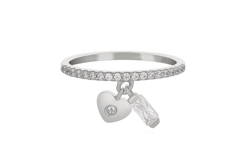 CAÏ Fingerring 925 Silber rhodiniert mit Anhängern Herz Zirkonia von CAÏ