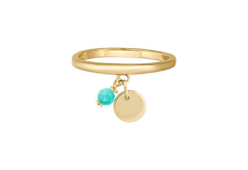 CAÏ Fingerring 925 Silber vergoldet Anhänger Amazonit Plättchen von CAÏ