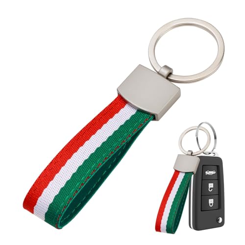 Schlüsselanhänger Flagge Italiens,Italienische Flagge Schlüsselanhänger aus Segeltuch und Metallring,Nicht Leicht zu Brechen Mode Rostfrei und Lichtecht,Auto Schlüsselanhänger für Männer und Frauen von CAIHINIER