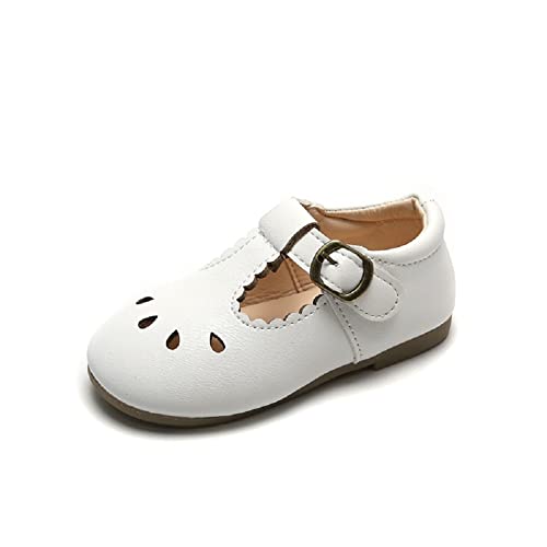 CAIJ Infant Baby Mary Jane Schuhe T-Strap Leder Flats für Mädchen Kleinkind rutschfeste Gummisohle Wanderschuhe weiß von CAIJ