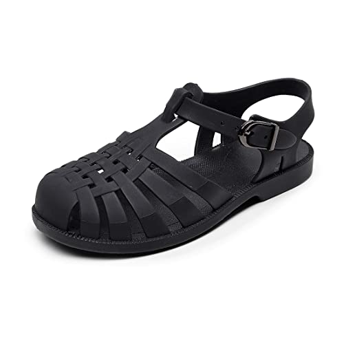 CAIJ Kleinkind Kinder Jelly Schuhe Kinder flache Gladiator Jelly Sandalen Jungen Mädchen Unisex Wasser Sandalen schwarz von CAIJ