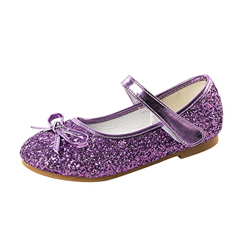 CAIJ Mädchen Glitter Ballerina Schuhe Pailletten Flache Mary Jane Schuhe Prinzessin Ballerinas Kleinkind Funkelnde Partykleid Schuhe lila von CAIJ