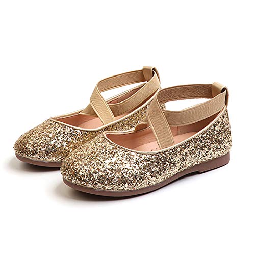 CAIJ Mädchen Kleinkind Kinder Glitter Ballerinas Pailletten süße elastische Riemen Wohnungen Prinzessin Mary Jane Schuhe Gold von CAIJ