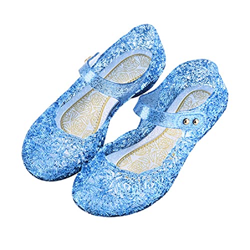 CAIJ Princess Jelly Sandalen Frozen Elsa Cosplay Flache Schuhe für Mädchen Glitter Party Schuhe für Kinder Blau von CAIJ