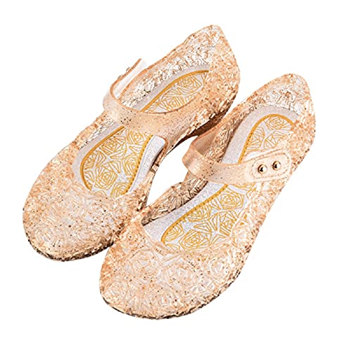 CAIJ Princess Jelly Sandalen Frozen Elsa Cosplay Flache Schuhe für Mädchen Glitter Party Schuhe für Kinder Gelb von CAIJ