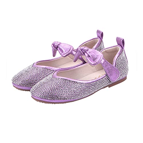 CAIJ Strass Lila Ballerinas für Kinder Sparkly Mary Jane Flats Prinzessin Schleife Hochzeitskleid Schuhe Mädchen Flats von CAIJ