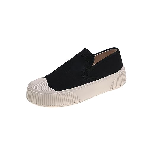 Damen Segeltuch Slip auf Low Top Mode Sneakers Loafer für Frauen Anti-Rutsch-Schuhe Klassische Bequeme Wohnungen atmungsaktiv Freizeitschuhe von CAIJ