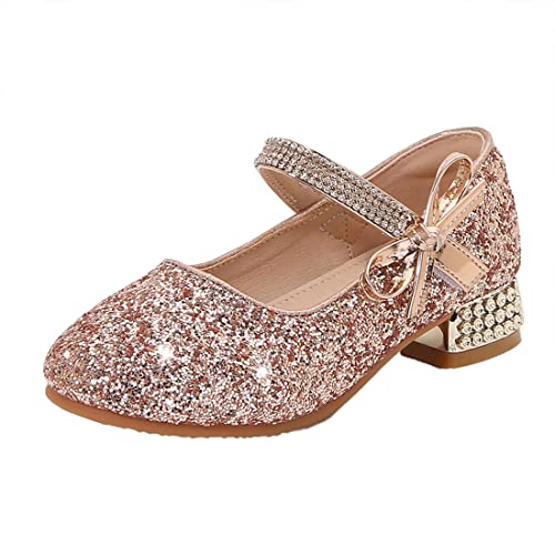 Glitter Prinzessin Schuhe Sparkle Kleid Schuhe für Mädchen Low Heel Mary Jane Pumps Kinder Hochzeit Party Heels Rose Gold von CAIJ