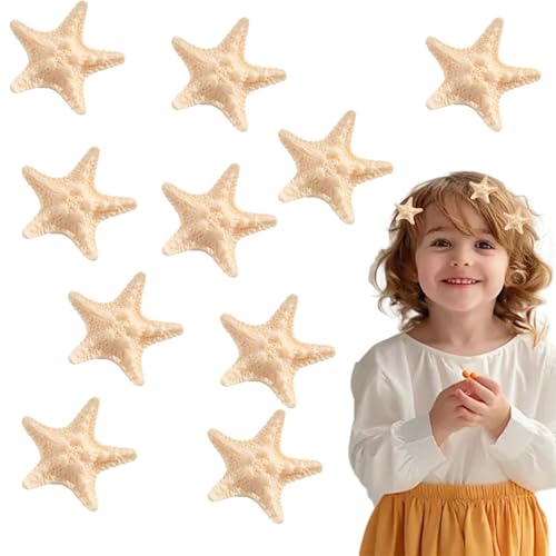 10 Stück Seestern Haarspange Mädchen,Meerjungfrau Haarschmuck Mädchen Kinder Haarspangen,Resin Seesterne Hair Clips Set,Mini Beige Haarklammer,für Weiblich Haare Zubehör,Meerjungfrauen Accessoires von CAIKAILIOR