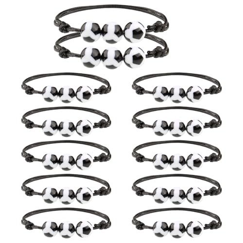 12 Stück Fußball Armbänder Kinder,Verstellbares Fußball Armband,Kinderschmuck Handmade Armband,Fussball Freundschaftsarmband Jungs,Fußball Charm Armbänder,für Teenager Erwachsene Mädchen Jungen von CAIKAILIOR