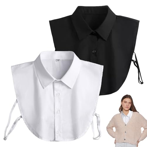 2 Stück Blusenkragen Einsatz Damen,Fake Kragen Krageneinsatz Falscher Bluseneinsatz Einsteckkragen Hemdkragen Herren Weißer Schwarz Collar Abnehmbarer Rollkrageneinsatz für Pullover Shirt Blusenrock von CAIKAILIOR