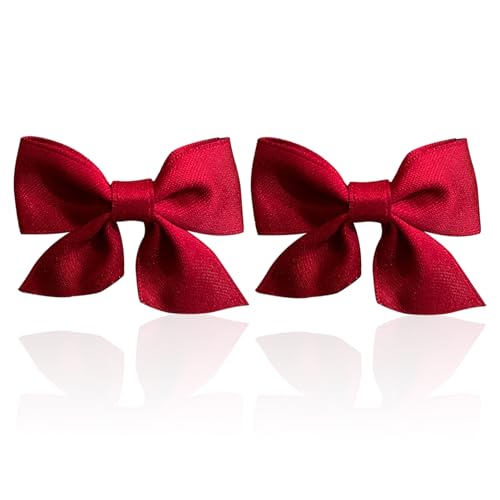 2 Stück Schleifen Haarspange,Haarschleifen Mädchen,Haarschleife Rot,Satin Bow Hair Clip,Rutschfeste Krokodil-Haarspange,Kinder Cheerleader Haarspangen,Rote Klein Haarklammer,für Kleines Fräuleins von CAIKAILIOR