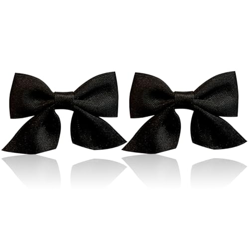 2 Stück Schleifen Haarspange,Haarschleifen Mädchen,Haarschleife Rot,Satin Bow Hair Clip,Rutschfeste Krokodil-Haarspange,Kinder Cheerleader Haarspangen,Rote Klein Haarklammer,für Mädchen (Schwarz) von CAIKAILIOR