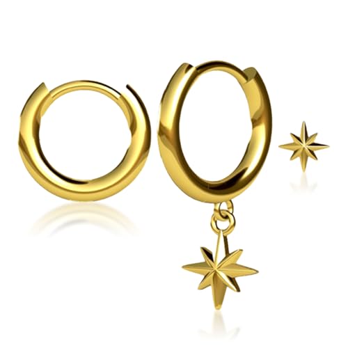 3 Stück Ohrringe Gold Set,Damen Ohrringe Silber 925 Ohrstecker Gold,14K Vergoldet Klein Creolen mit Anhänger, Goldene Hängend Ohrring,Earrings for Women,Kleine Stecker,für Ohrlöcher Schmuck Geschenk von CAIKAILIOR