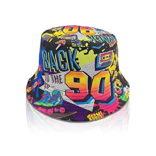 Fischerhut Herren,Anglerhut Damen Bucket Hat,Fischerhüte Lustig Hat Retro 90er Jahre Eimer Hüte Outfit Stil Modische Tragen Unisex Reversibel Doppelseitig Sonnenhut Sommer Partyhut für Frauen Männer von CAIKAILIOR