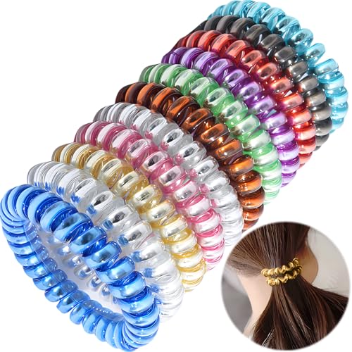 10 Pcs Spiral Haargummi, Haargummi Spirale, Haargummi Damen, Traceless Phone Cable Hair Bobbles, Spirale Telefonkabel für Girls Women Ladies(Assorted Colours) von cailiya