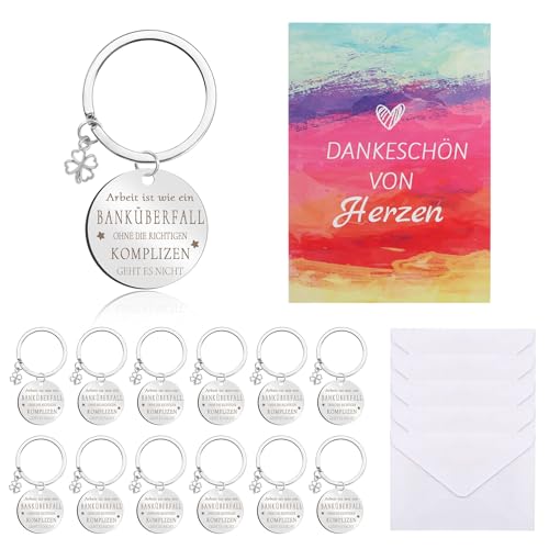 Schlüsselanhänger für Kollege, 12 Stücke Abschiedsgeschenk Kollegen Geschenk mit 12 Danke Karte, Geschenk Kollegin Abschiedsgeschenk Beste Kollegin Danke Geschenk von CAINCAY