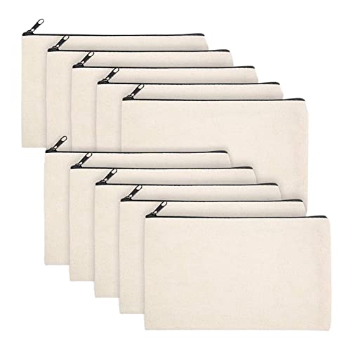 CAIONPLE 10 StüCk DIY Basteltasche Canvas Stiftetui Schminke - Canvas Bleistift Beutel Baumwolle Canvas Kosmetik Tasche Tasche von CAIONPLE