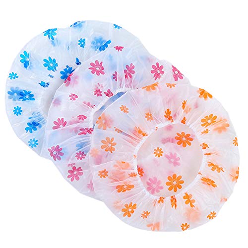 CAIONPLE 10Pcs Wasserdichte Duschhaube Badehaarabdeckung Elastische Badehut Badekappe für Frauen Badezimmer Wiederverwendbare DuschmüTze von CAIONPLE