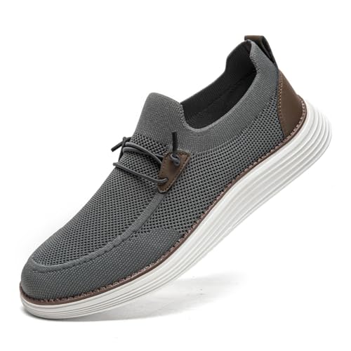 CAIQDM Bequeme nackte Slip-On-Loafer für Herren hautfreundliche rutschfeste Innensohlen Walking-Freizeitschuhe Retro-Mode leichte und atmungsaktive Outdoor-Fitness-Joggingschuhe Hellgrau EU 41 CAIQDM Bequeme nackte Slip-On-Loafer für Herren hautfreundliche rutschfeste Innensohlen Walking-Freizeitschuhe Retro-Mode leichte und atmungsaktive Outdoor-Fitness-Joggingschuhe Hellgrau EU 41 von CAIQDM