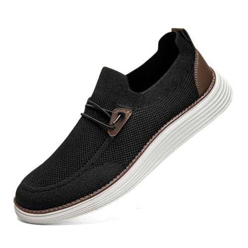 CAIQDM Bequeme nackte Slip-On-Loafer für Herren hautfreundliche rutschfeste Innensohlen Walking-Freizeitschuhe Retro-Mode leichte und atmungsaktive Outdoor-Fitness-Joggingschuhe Schwarz EU 39 von CAIQDM