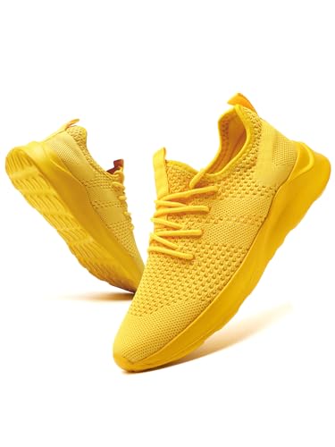 CAIQDM Damen Turnschuhe Sneaker Schuhe Damen Sportschuhe Laufschuhe Tennisschuhe Outdoor Running Damen Walkingschuhe Straßenlaufschuhe rutschfest Atmungsaktiv Leichtgewichts Gelb 41 von CAIQDM