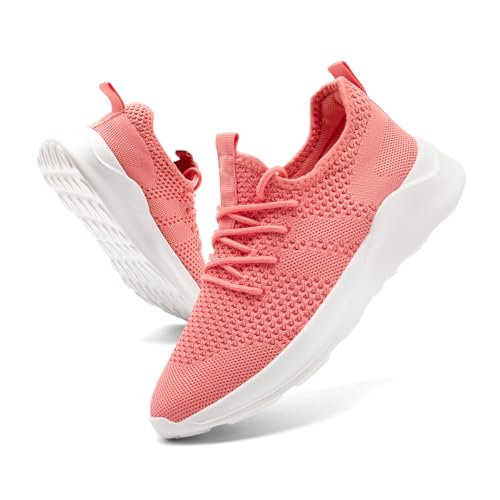 CAIQDM Damen Turnschuhe Sneaker Schuhe Damen Sportschuhe Laufschuhe Tennisschuhe Outdoor Running Damen Walkingschuhe Straßenlaufschuhe rutschfest Atmungsaktiv Leichtgewichts Korallenrot 42 von CAIQDM