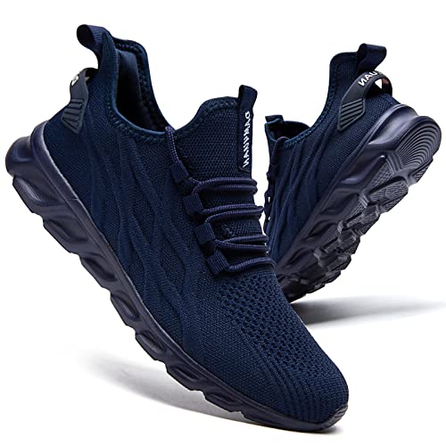 CAIQDM Herren Laufschuhe Laufschuhe Fitness Sport Freizeitschuhe Bequemes Leichtgewicht Atmungsaktiv Dunkelblau 46 EU von CAIQDM