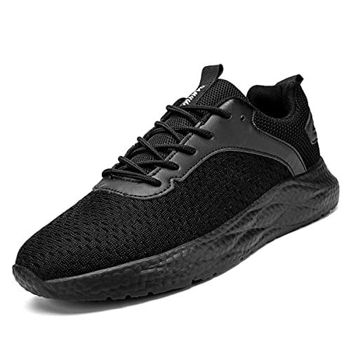 CAIQDM Herren-Turnschuhe, Laufschuhe, Freizeit-Sneaker, Netzstoff, Walking, Fitnessstudio, Tennisschuhe, leicht, atmungsaktiv, Sport, Outdoor, Fitness, Joggen, C Schwarz, 43.5 EU von CAIQDM