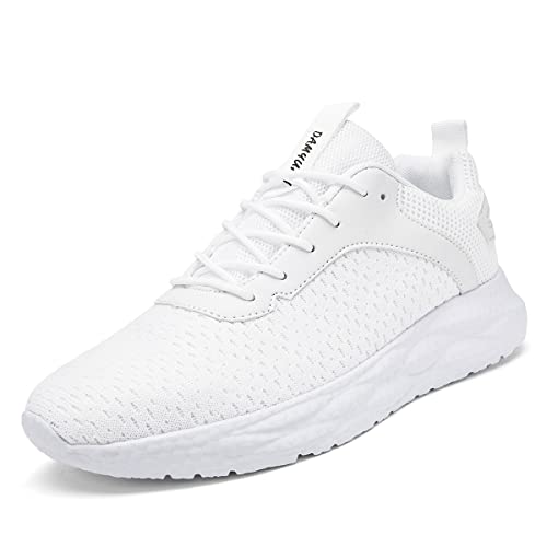 CAIQDM Herren-Turnschuhe, Laufschuhe, Freizeit-Sneaker, Netzstoff, Walking, Fitnessstudio, Tennisschuhe, leicht, atmungsaktiv, Sport, Outdoor, Fitness, Joggen, C Weiß, 42 2/3 EU von CAIQDM