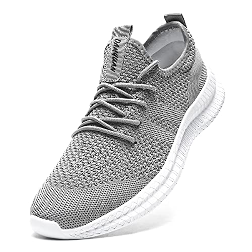 CAIQDM Schuhe Herren Laufschuhe Sneaker Outdoor Sportschuhe Turnschuhe Männer Joggingschuhe Atmungsaktiv Running Shoes Men Walking Schuhe Freizeitschuhe Fitness Schuhe Grau 48 EU von CAIQDM